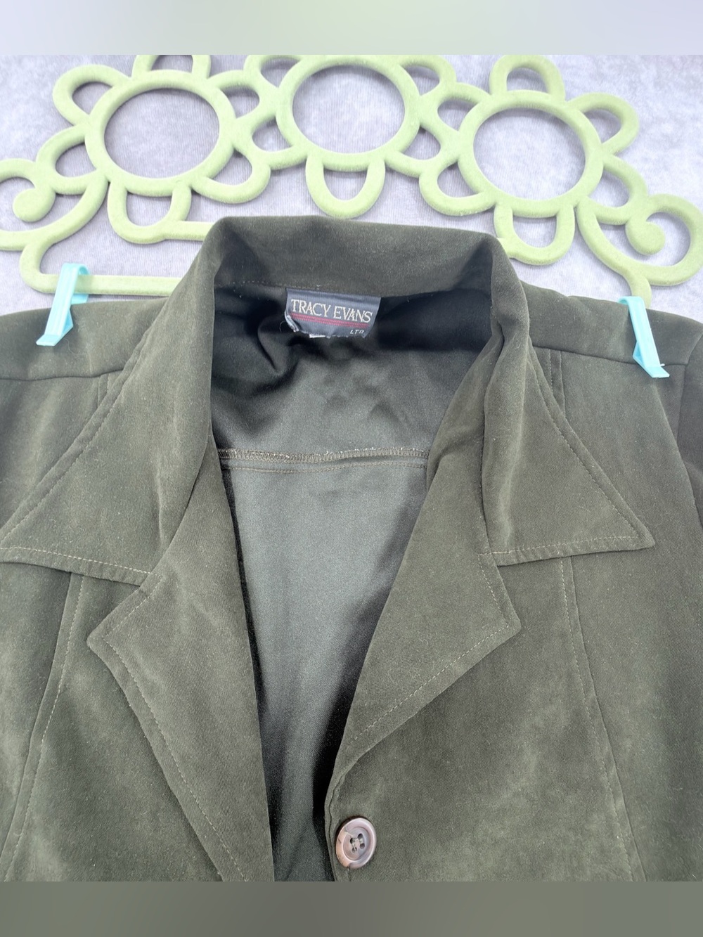 Tracy Evans Olive Green Suede Blazer Jacket - Picture 3 of 9